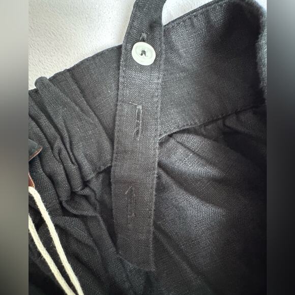 QUINCE‎ Women Small 100% European Linen Trapeze Midi Dress NEW Black tiered flax - Picture 12 of 14